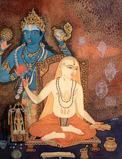 Hindu-munk (farvelitografi) af School Indian