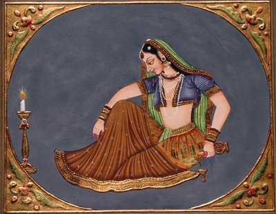 Dame nyder drink Miniaturemaleri på papir af School Indian