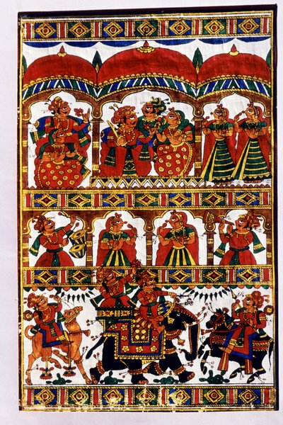 Miniaturemaleri af stof, Indien af School Indian