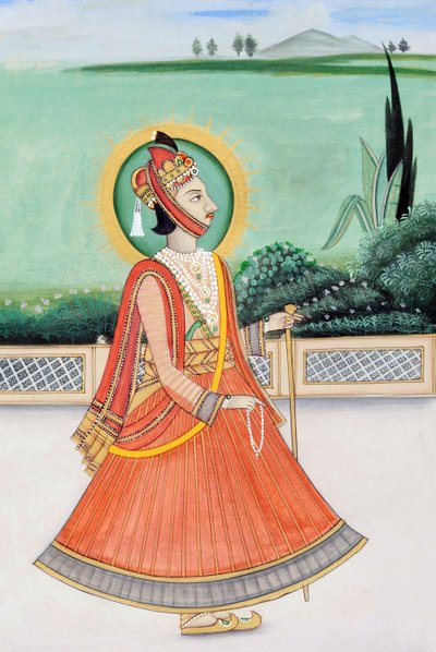 Miniaturemaleri af Maharaja Sawai Jai Singh Third, Jaipur af School Indian