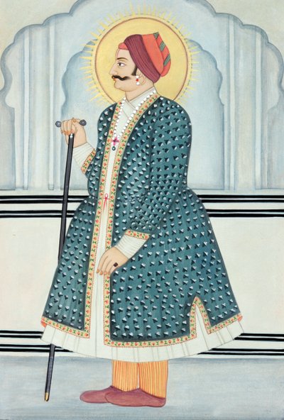 Miniaturemaleri af Maharaja Sawai Jai Singh Two, Jaipur af School Indian