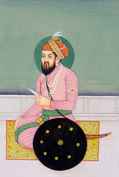 Miniaturemaleri af mogulkejseren Babur af School Indian