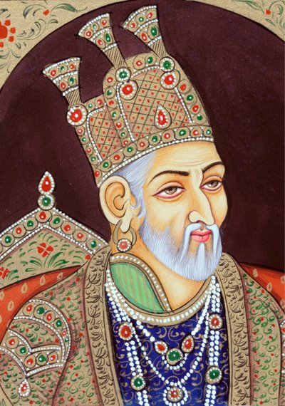 Miniaturemaleri af mogulkejser Bahadur Shah Zafar af School Indian