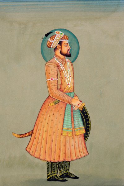 Miniaturemaleri af mogulkejseren Shah Jahan af School Indian