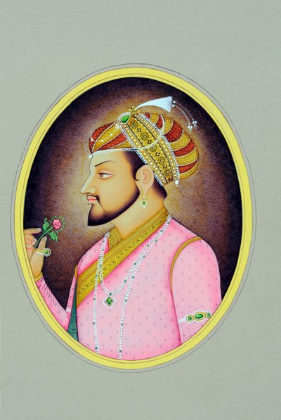 Miniaturemaleri af mogulkejseren Shah Jahan af School Indian