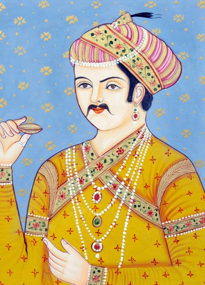 Miniaturemaleri af Mughul-kejseren Akbar af School Indian