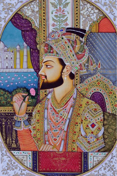 Miniaturemaleri af Mughul-kejser Shah Jahan Indien Asien af School Indian