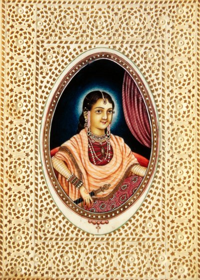 Miniaturemaleri af Mumtaz Mahal på elfenben af School Indian