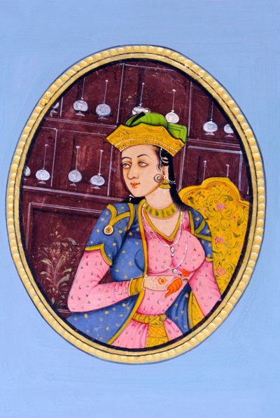 Miniaturemaleri af dronning Mumtaj Mahal Indien Asien af School Indian