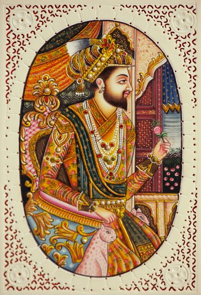Miniaturemaleri på elfenben Mughal-kejser Shah Jahan af School Indian