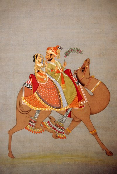 Miniaturemaleri på papir, Dhala Maru, Rajasthan, Indien af School Indian