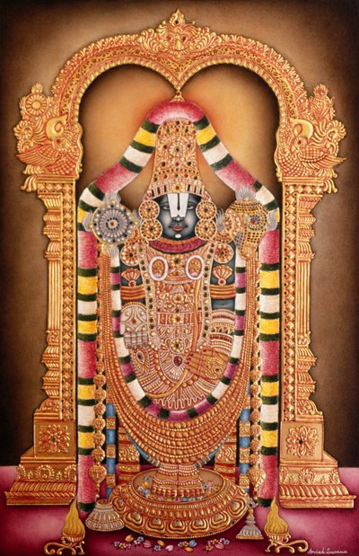 Miniaturemaleri på papir af Tirupati Balaji af School Indian