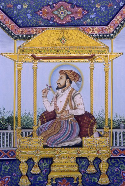 Mughal-kejser Shah Jahan - miniaturemaleri af School Indian