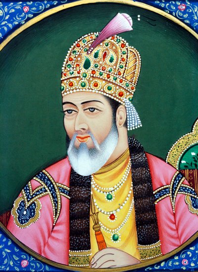 Mughal-kejser Shah Jahan Miniaturemaleri på papir af School Indian