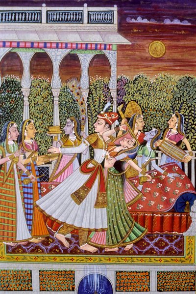 Mughal konge og dronning miniaturemaleri af School Indian