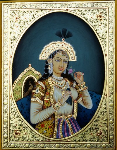Mogulprinsesse Mumtaz Mahal Miniaturemaleri på papir af School Indian
