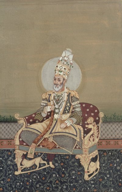 Portræt af Bahadur Shah II (1775-1862) af School Indian