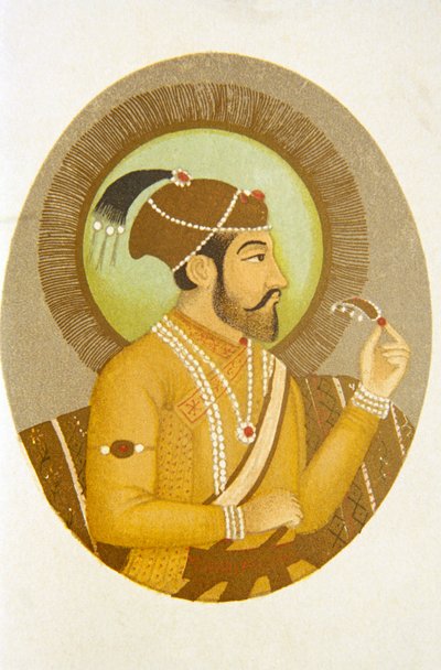 Portræt af mogul-kejser Aurangzeb, Indien af School Indian