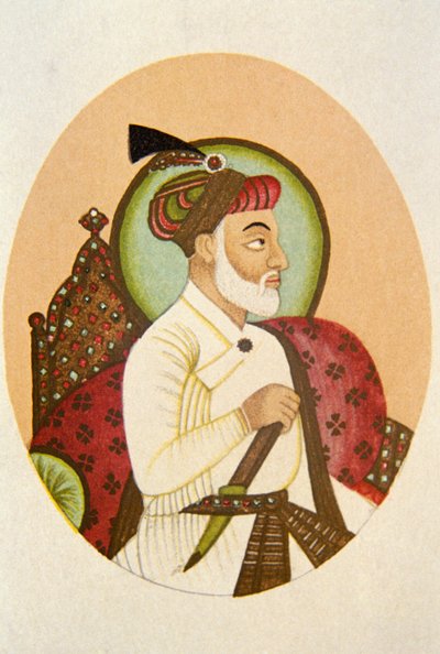Portræt af mogul-kejser Bahadur Shah, Indien af School Indian