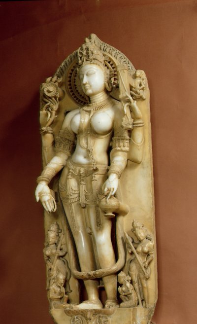 Sarasvati, lærdommens gudinde, Pallu, Rajasthan, Chauhan-dynastiet (marmor) af School Indian