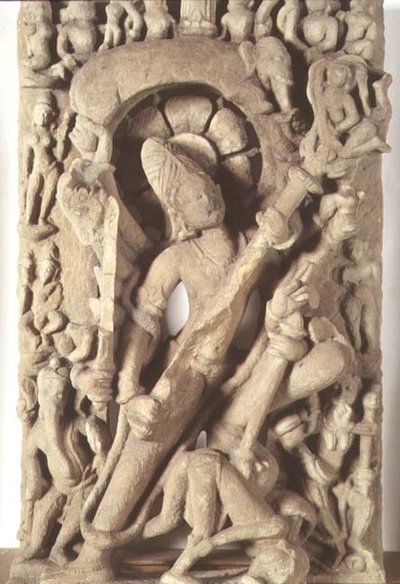 Siva i form af Andhakari-Gajantakari, Kalachuri-dynastiet (sandsten) af School Indian