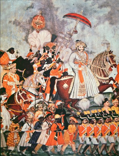Den Store Akbar (farve litho) af School Indian