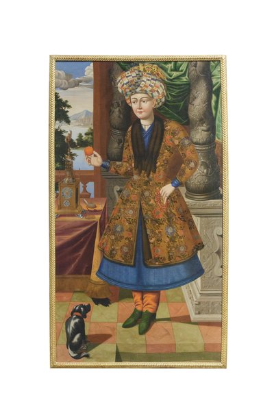 En mand i persisk klædedragt, ukendt kunstner, Safavid-perioden (olie på lærred) af School Iranian