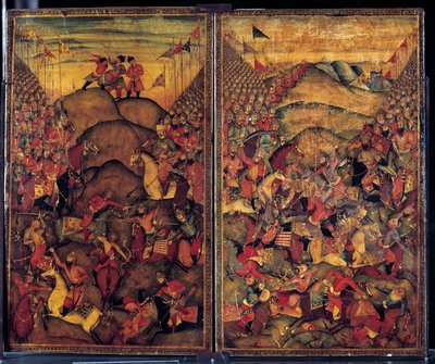 Kampscene. 1600-tals maleri af indo-iransk oprindelse. Museum for dekorativ kunst, Paris af School Iranian
