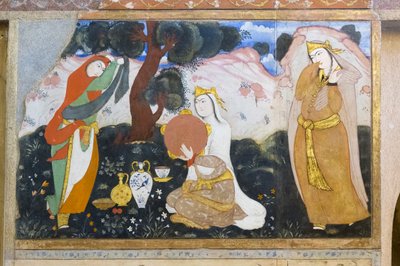 Frisk på Chehel Sotoun Palace, Esfahan, Iran af School Iranian