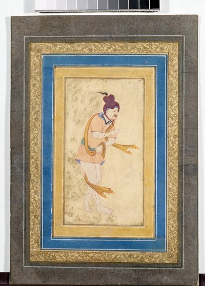 Portræt af en iransk mester dervish - Malet miniature, akvarel, gouache og guld på pap (14,8x7,9 cm), begyndelsen af ​​det 17. århundrede - State Hermitage, Sankt Petersborg (Rusland) af School Iranian