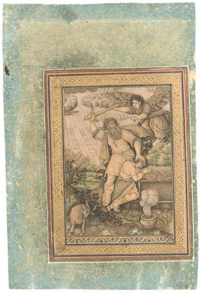 The Sacrifice of Isaac, slutningen af det 17. - begyndelsen af det 18. århundrede (blæk på papir) af School Iranian