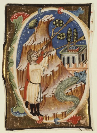 Apokalyptisk scene, slutningen af det 13. og begyndelsen af det 14. århundrede (tempera og bladguld på pergament) af School Italian