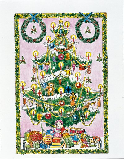 Juletræ (farve litho) af School Italian