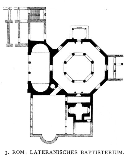 Plantegning af Lateran Baptistery, Rom (litho) af School Italian