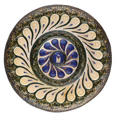 Polykrom cirkulær plade, venetiansk, ca. 1500 (pakkeforgyldt emalje) af School Italian