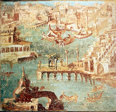 Port of Pozzuoli (Pozzuoli) nær Napoli.Museo Nazionale de Naples af School Italian