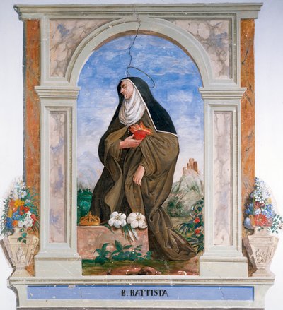 Repræsentation af Camilla Battista da Varano (1458-1524) Anonym fresco. Camerino, Klosteret Santa Chiara, Italien af School Italian