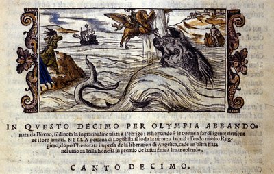 Scene af det ridderlige digt "Orlando Furioso" (Den rasende Roland) af Ludovico Ariosto (1474 - 1533) X L