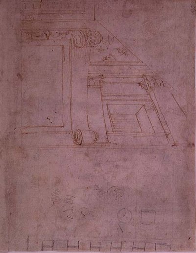 Studie af en facade (kridt på papir) af School Italian
