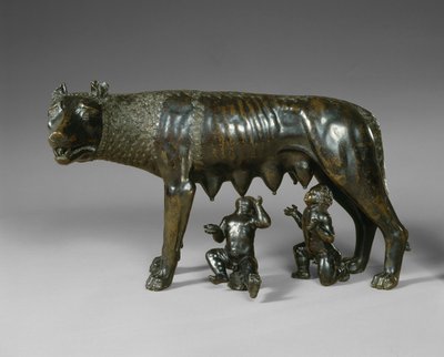 Den kapitolinske ulv, der dier Romulus og Remus af School Italian