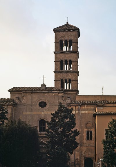 Udsigt over kirken St Sisto vecchio, 5.-12. århundrede af School Italian