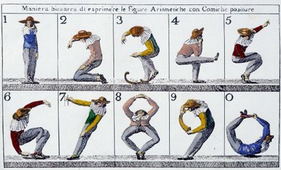 Underlig måde at udtrykke figurer på med komiske stillinger - italiensk dok., n.d. af School Italian
