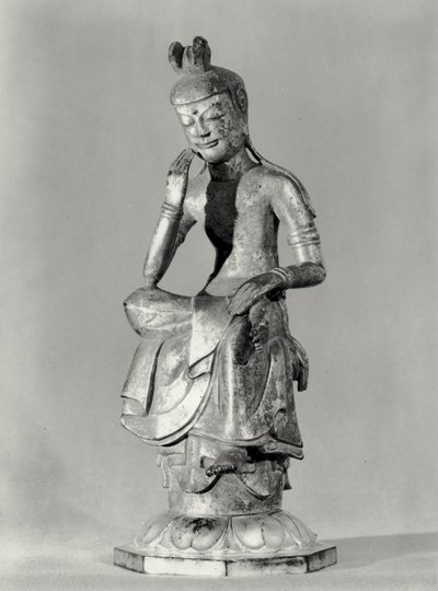 Bodhisattva siddende i en meditativ stilling, ca. 645-794 (forgyldt bronze) (s/h foto) af Japanese School