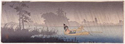 Krydser en flod i regnen af School Japanese