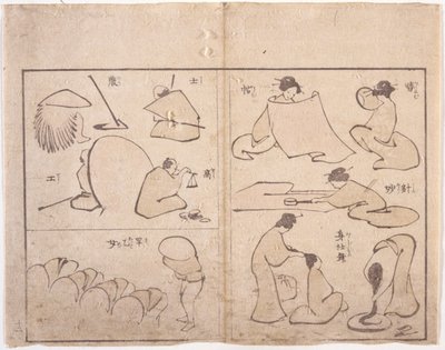 Hokusai Figur (Color Woodcut) af School Japanese
