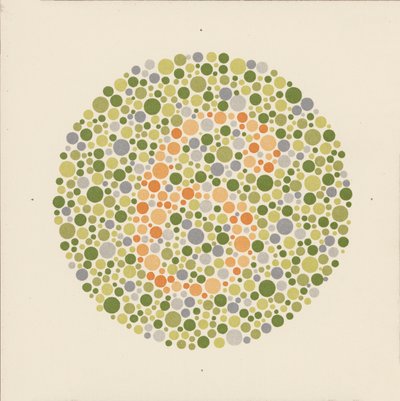Ishihara-farvetest til påvisning af farveblindhed. (farvelitografi) af School Japanese
