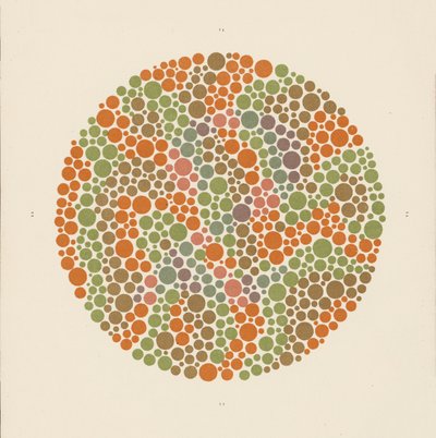 Ishihara-farvetest til påvisning af farveblindhed. (farvelitografi) af School Japanese