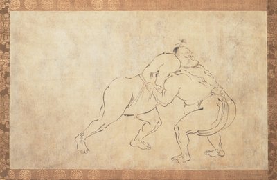 Sumo Wrestlers (Sumi-blæk på papir) af School Japanese
