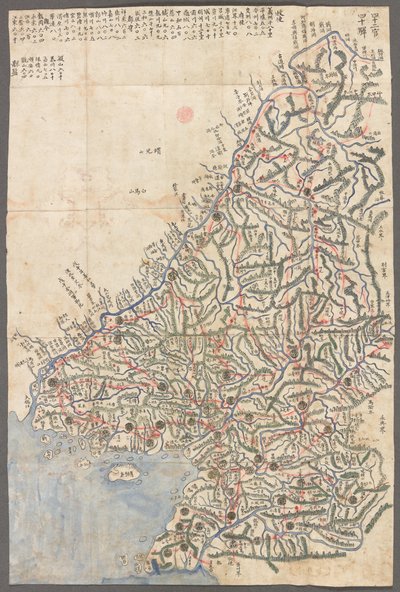 En provins i Korea,  Kort over Korae-provinserne, der viser pistalstationer og hovedruter af School Korean