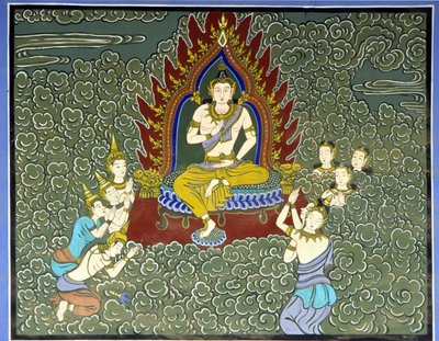 Tilbedelse af Buddha. Fresco i Yongju-templet, Suwon-regionen, Korea. af School Korean